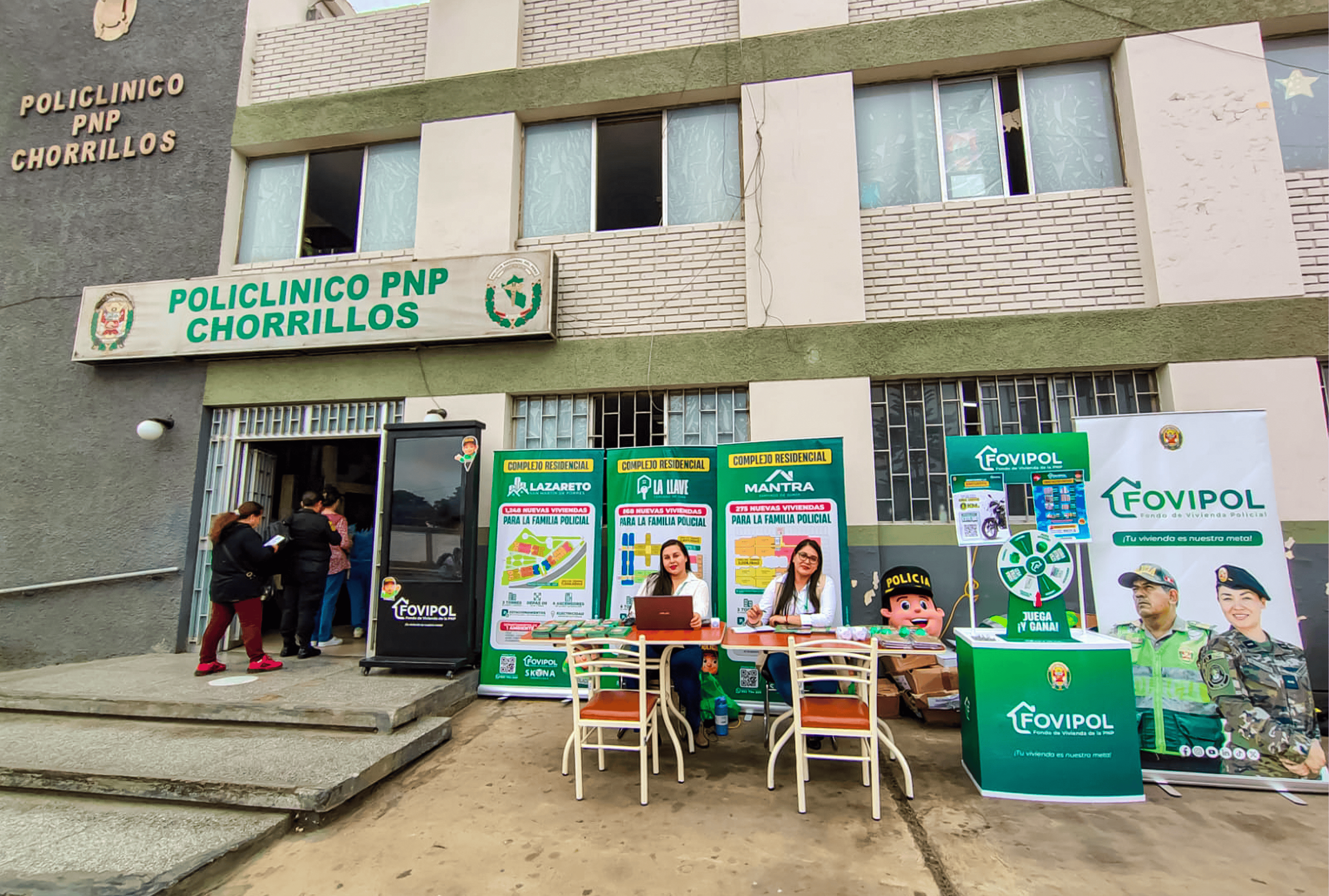 FOVIPOL acercó información y atención directa a la familia policial durante la campaña "FOVIPOL Cerca de Ti" en el Policlínico PNP Chorrillos